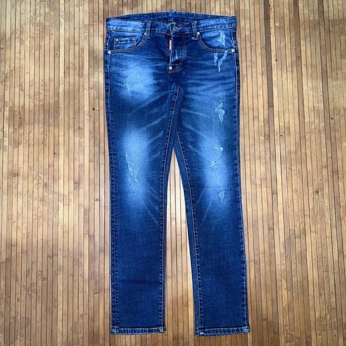 AUTHENTIC DSQUARED2 SLIM FIT DISTRESSED BLUE STRETCH DENIM JEANS balmain philipp plein amiri