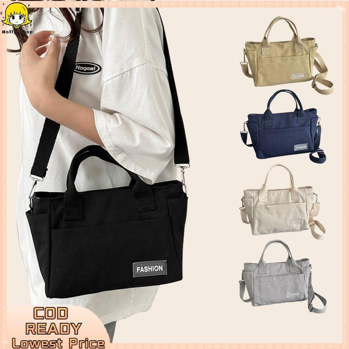 [COD][READY] Tas Selempang Wanita Sling Bag Tas Bahu Kanvas Fashion Tas Tangan Gaya Perguruan Tinggi