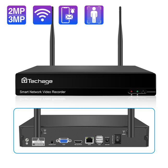 Techage H.265 1080P 3MP Network Video Recorder Wireless DVR 8
