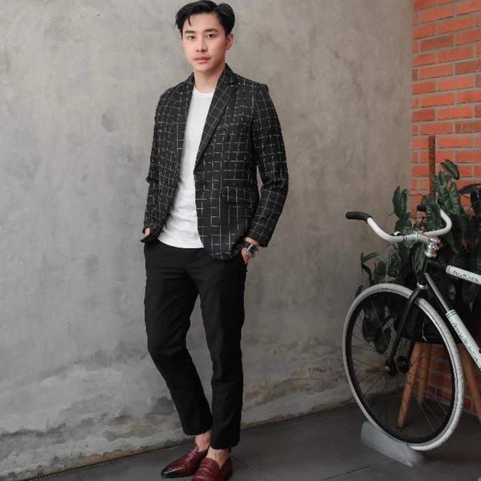 JAS BLAZER MOTIF KOTAK-KOTAK LENGAN PANJANG PRIA - Jas Blazer Tartan Kotak-kotak / Jaz Kotak-kotak P