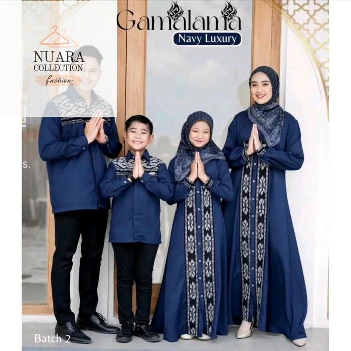 READY STOK GAMIS GAMALAMA NAVY LUXURY - GOLDEN ROD - PEARL WHITE - DEEP RAISIN- SET COUPLE KELUARGA 