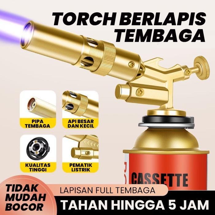 Flame Gun Gas Torch Blow / Pemantik Api Elektrik Torch Kepala Las Manual Kuningan Ricas 733 Dual Api