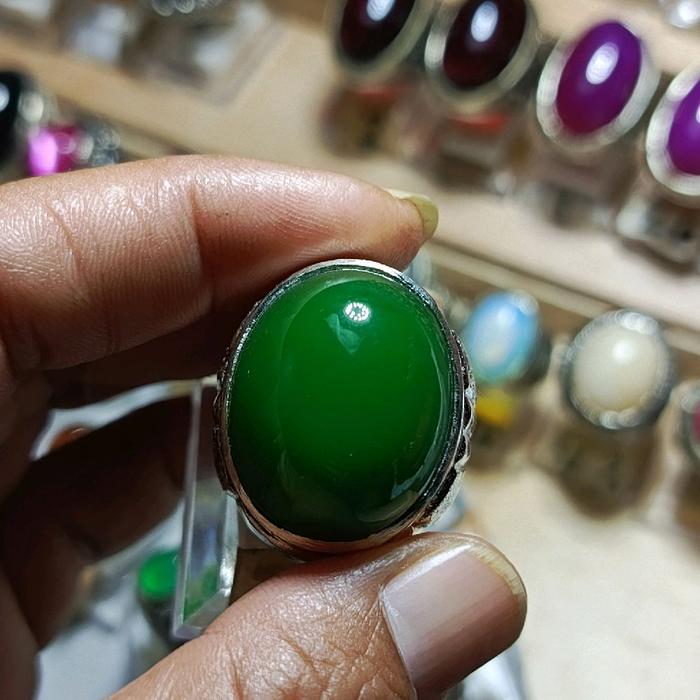 giok cincau ring alpaka dimensi 26+25+9