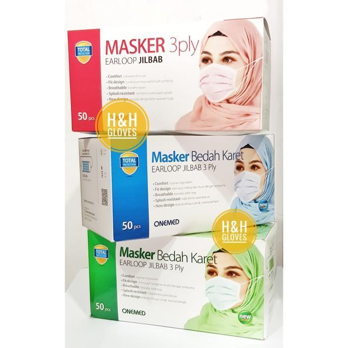 Promo Masker Jilbab 3Ply Onemed Masker Headloop 3Ply Onemed Masker Hijab 3Ply Onemed Masker Jilbab O