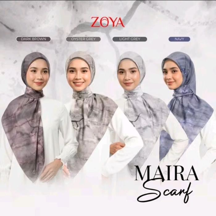 Maira Print Scarf By Zoya - Kerudung Hijab Segiempat Motif Premium Terbaru - Ukuran 115x115 - FAP 50