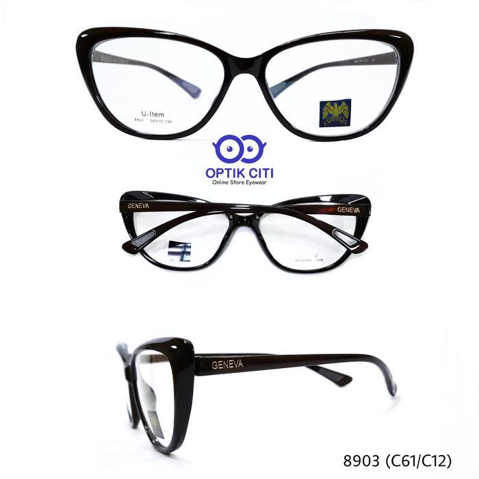 Frame Kacamata Wanita Cat Eyes Geneva 8903 Lentur Ringan Paket Lensa