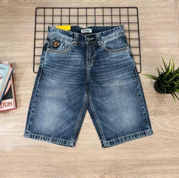 DFD105D Celana pendek jeans denim pria LOIS original murah terbaru. 3second emba cardinal