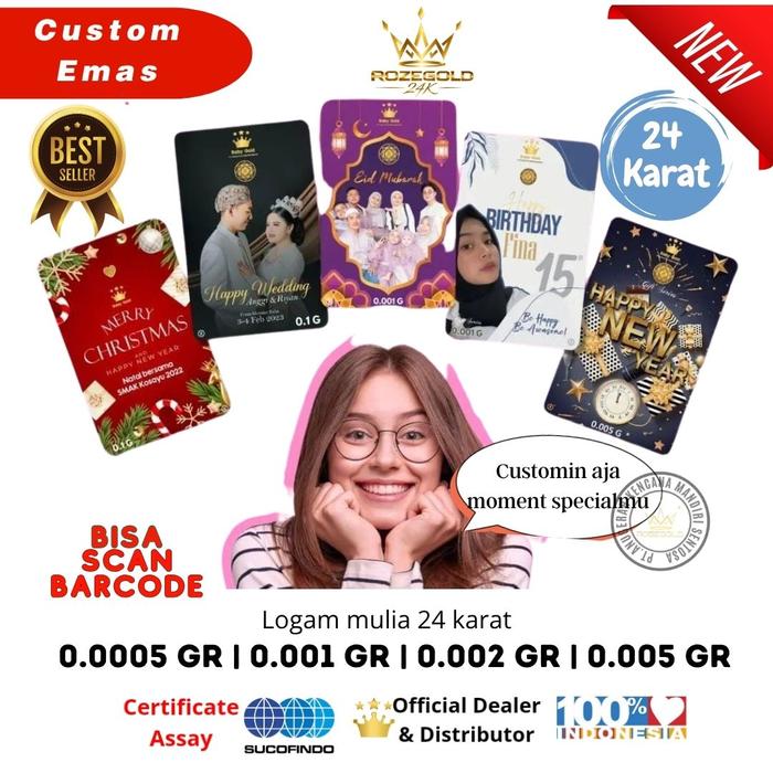 ROZEGOLD Custom Emas Mini Emas Mini  0.0005 | 0.001 | 0.002 | 0.005 GRAM