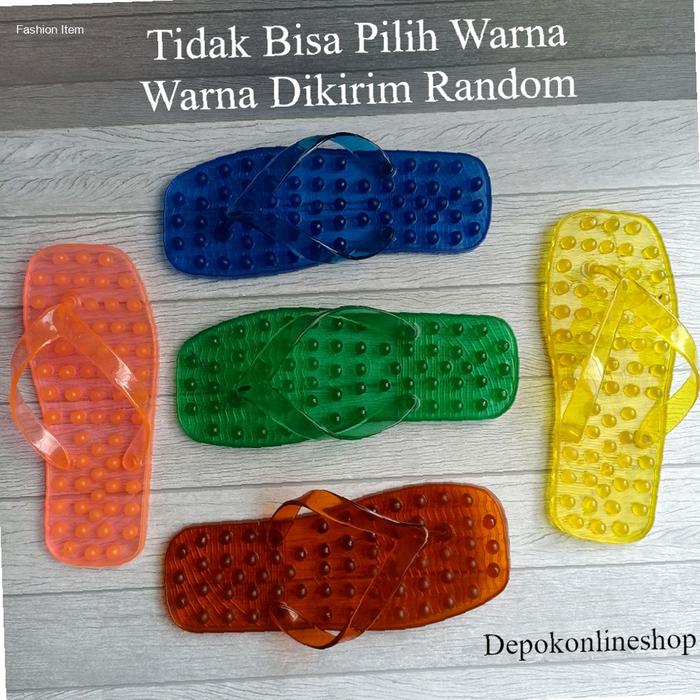 Sandal Refleksi Duri Besar Sendal Jepit Relaksasi Akupresur Telapak Kaki Pria Wanita Plastik Lentur 