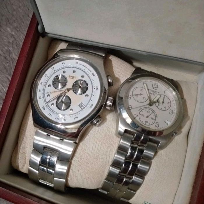 JAM TANGAN SWISS MADE ORIGINAL SWATCH IRONY WEALTHY STAR & TISSOT PR50