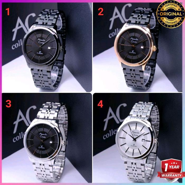 TIKT ORIGINAL GARANSI RESMI 1 TAHUN JAM TANGAN PRIA ALEXANDRE CHRISTIE ANALOG COWOK RANTAI STAINLESS