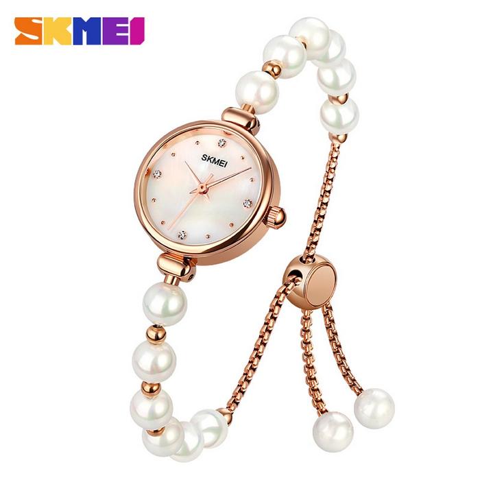 Jam Tangan Wanita Fashion Model Gelang Mutiara SKMEI 1983 Pengunci Serut