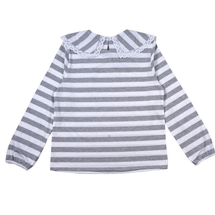 3Second Women's T-Shirt Long Sleeve Regular Fit Stripe Collar Lace ...