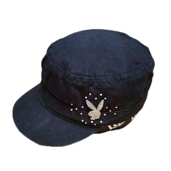 Topi Tentara Playboy Terkenal dengan Hiasan Bulat dan Logo Playboy untuk Pria dan Wanita