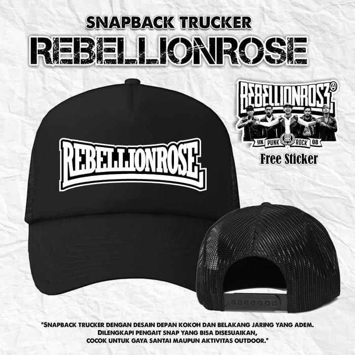 FunStoreMerch Topi Snapback Jaring Rebellion Rose | Topi Snapback Trucker | Topi Custom Design Logo 