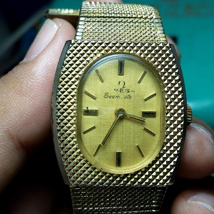 JAM TANGAN OMEGA SEAMASTER ANTIK VINTAGE 1920 MESIN PUTAR FUNGSI 18k 0.750 Emas Buatan SwissI