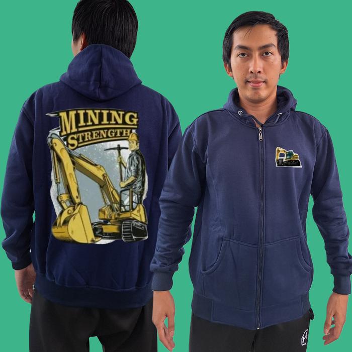 JAKET ZIPPER SLETING ALAT BERAT EXCAVATOR MINING STRENGHT ~ BLACK