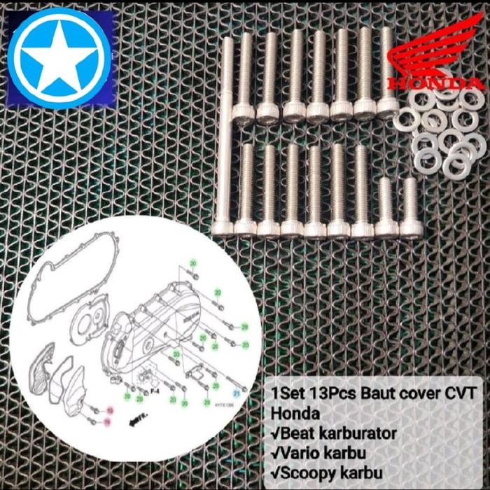 1set baut cvt stainless Steel kunci L5 Honda beat karbu/vario karbu/Scoopy karbu