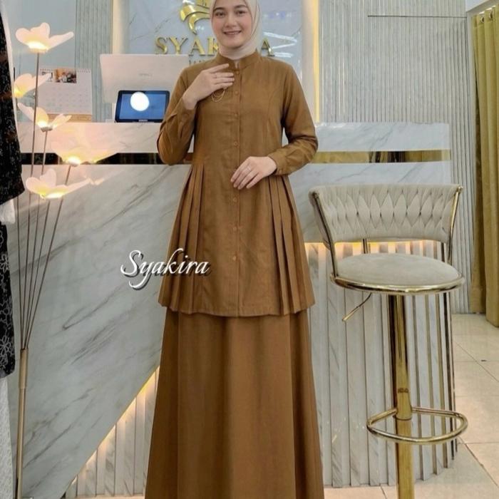 Ss syakira AIRA SETROK PEMDA khaki tua terlaris 2026 2022 terbaru busui friendly wudhu friendly toyo