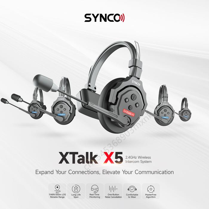 Synco X5 x2 Xtalk 2.4G Full-Duplex Single-Ear Remote Headset Wireless Intercom System for Film Telev