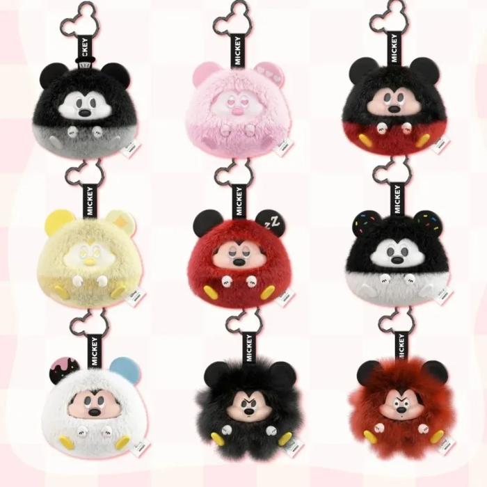 Miniso Disney Mickey Fun Crash Series Mickey Mouse Pendant Keychain Vinyl Plush Surprise Box Myster