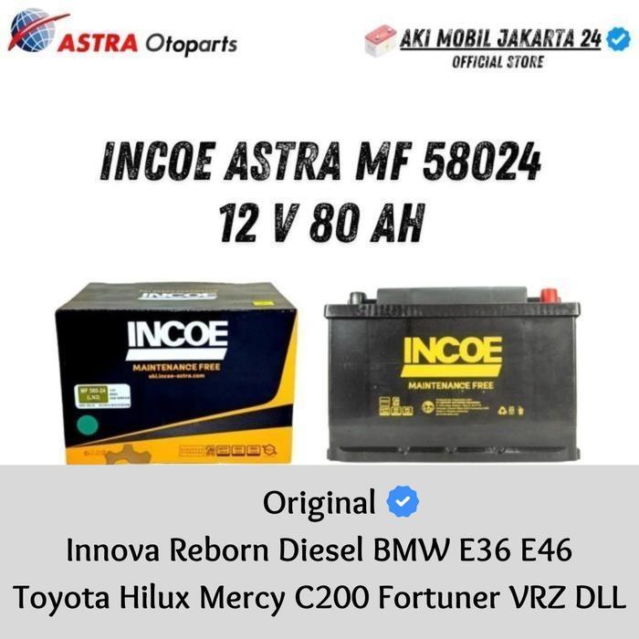 Aki Mobil Mercedes C200 INCOE ASTRA MF 58024 12 V 80 Ah