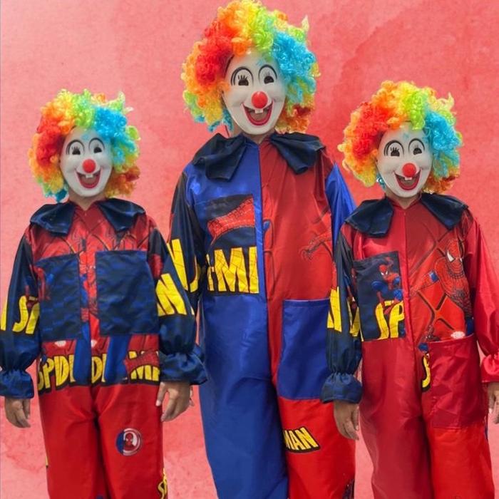 Kostum Baju Badut Spiderman Topeng Wig