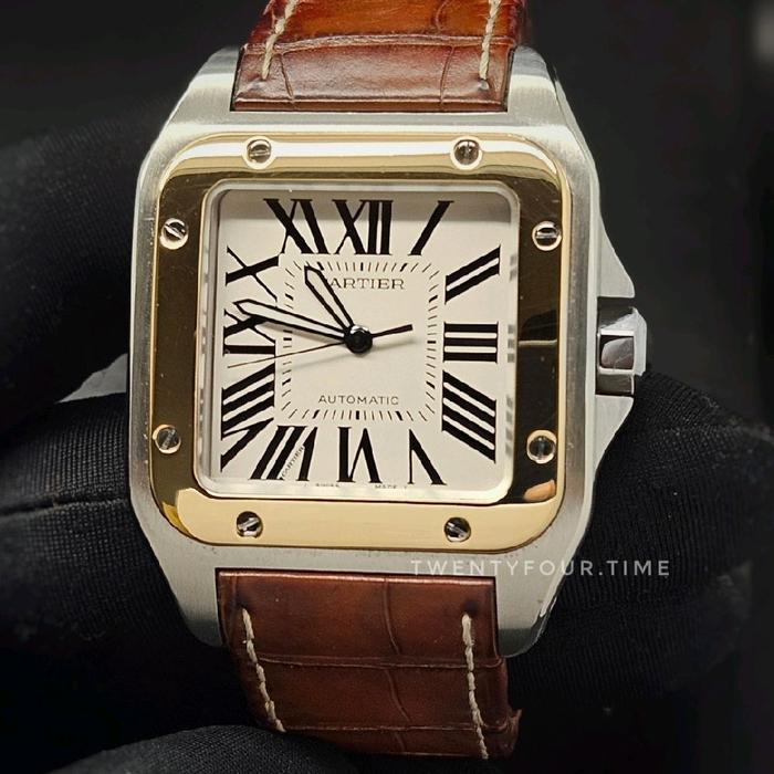 Jam Tangan Cartier Santos 100 L Men Size Two Tone 2656