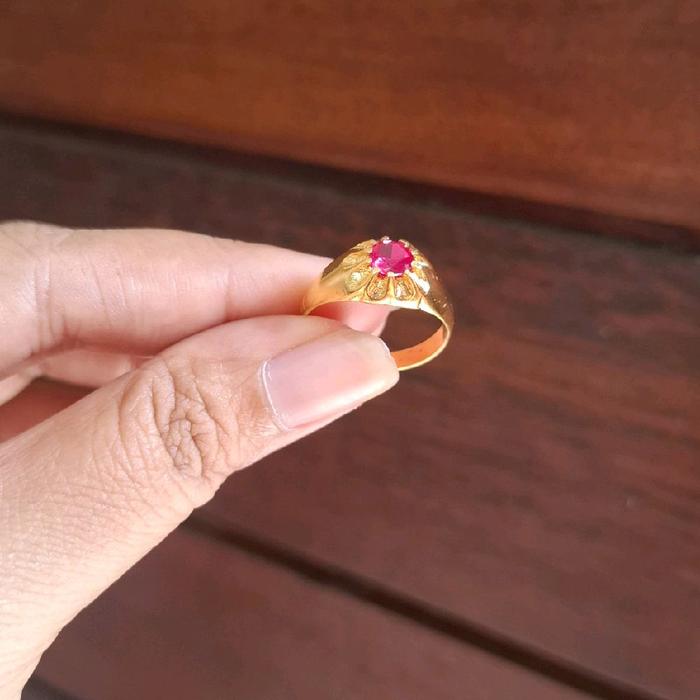cincin cengkeh koin kuningan motif emas kuno