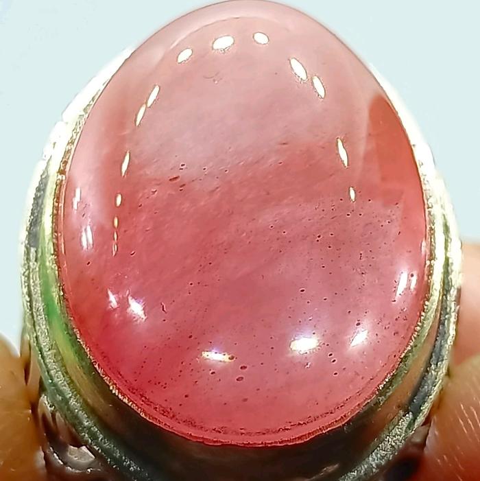 Cincin Batu Kecubung Serat Rambut Merah