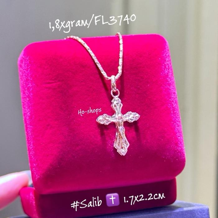 Liontin Salib Yesus Rosegold Kadar 750 Asli Emas