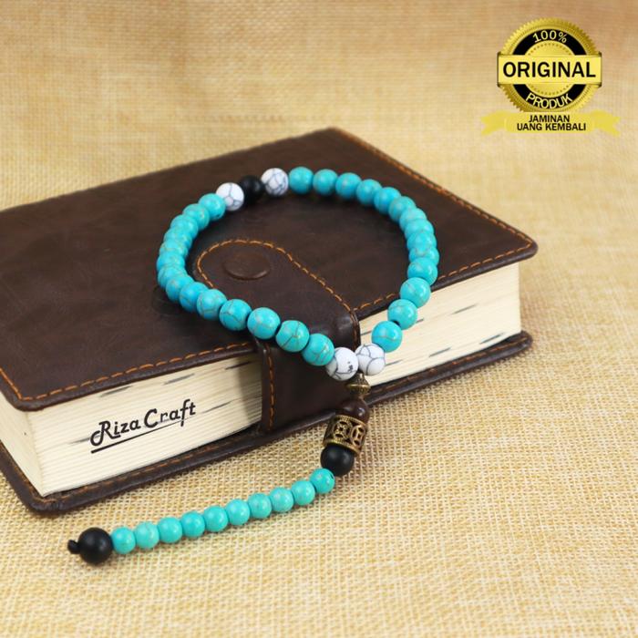 Tasbih Batu Akik 33 Butir Pirus Biru ASLI Alam Natural Unik ORIGINAL