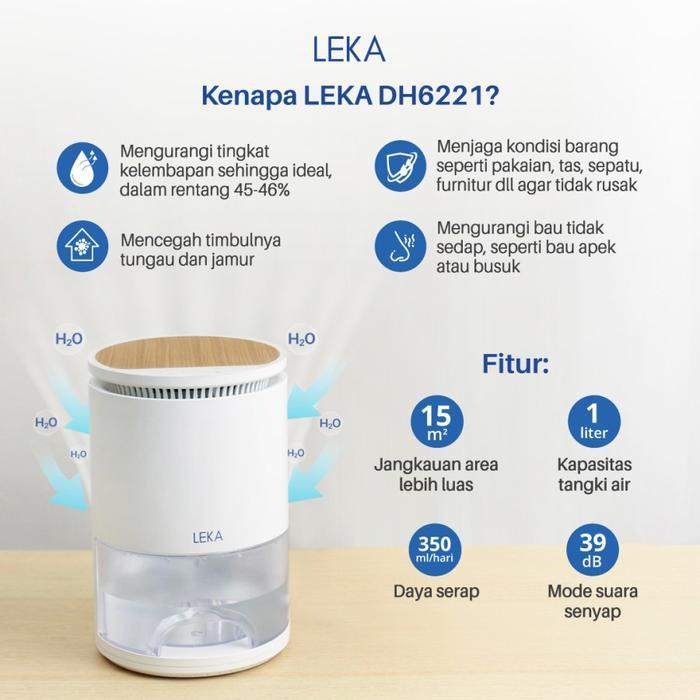 LEKA DH6221 Dehumidifier - Serap Air Penyerap Kelembaban Udara Dryer