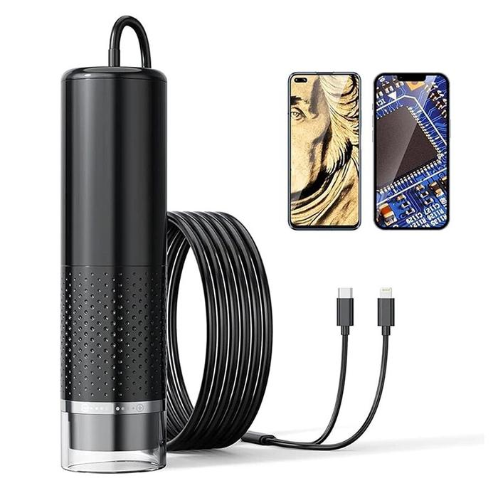 Digital Microscope Portable 8LED 1600X Magnification Endoscope for iPhone Android Phone Inspection C