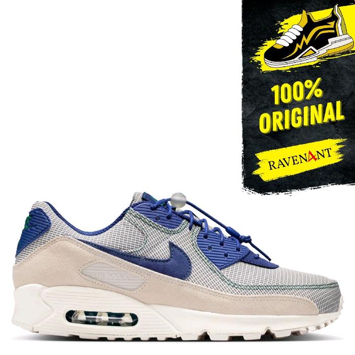 NIKE Air Max 90 QS Coconut Milk Deep Royal Blue ORIGINAL - Sepatu Sneakers Pria/Wanita