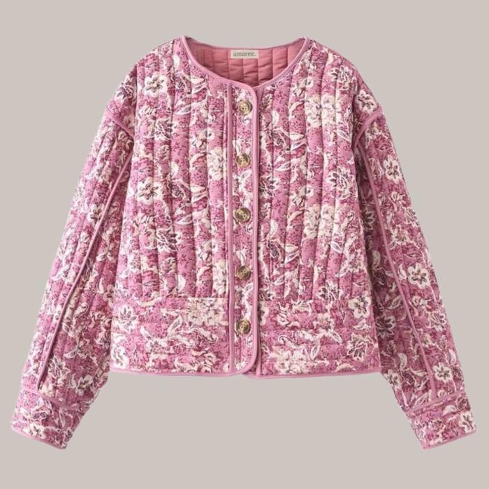 Amelie Pink Floral Outer / Outer wanita premium / Outer pink cutie wanita / Outer pink floral premiu
