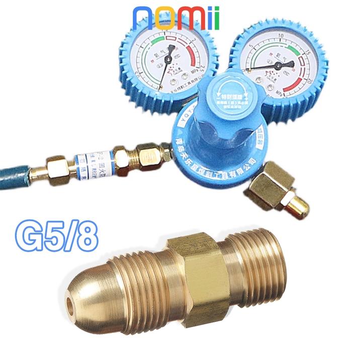 Sambungan Gas 5/8 Dobel Nepel Oksigen Konektor/Adaptor Dari Main Valve Oksigen Ke Co2 Karbondioksida