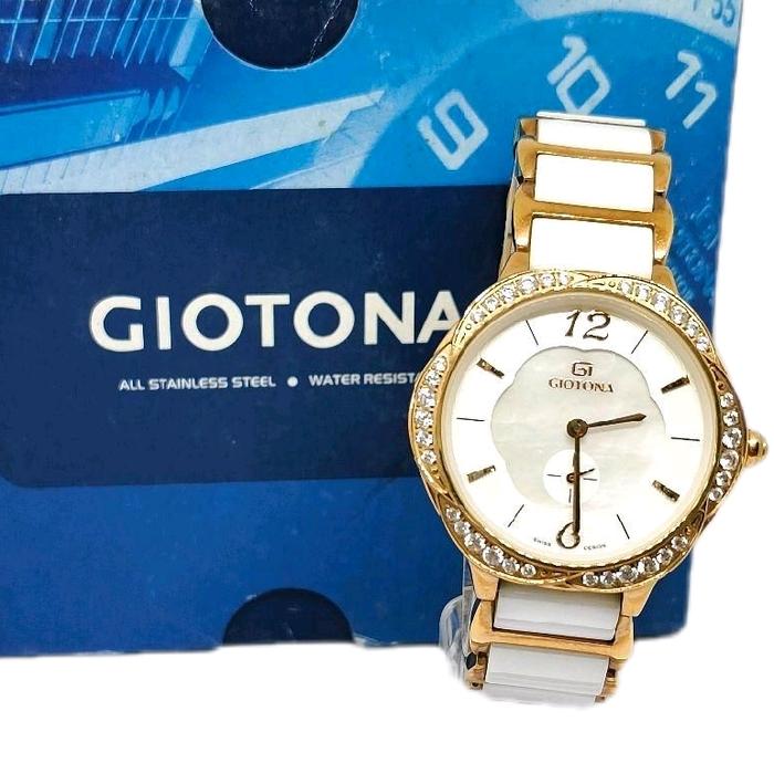 GIOTONA Jam Tangan Wanita Rantai Ceramic GT 7371 Bulat 3,4 cm All Stainless Steel Water Resist 3atm 