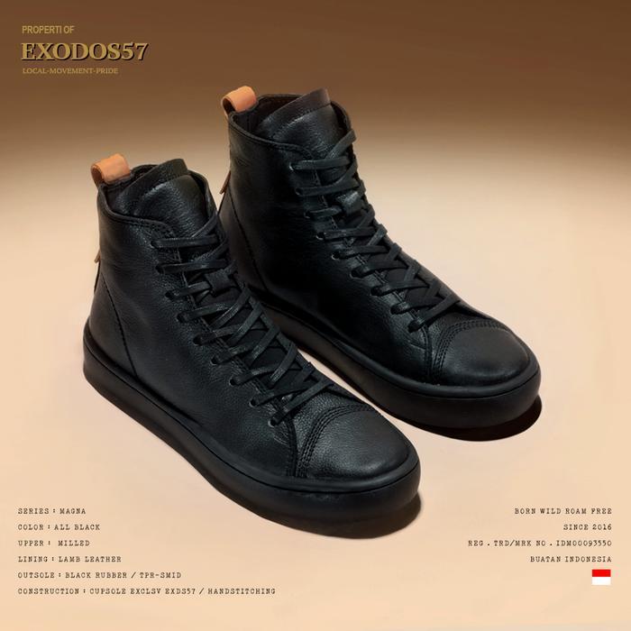 NEW Sepatu Sneakers Kulit Pria Exodos57 Magna All Black