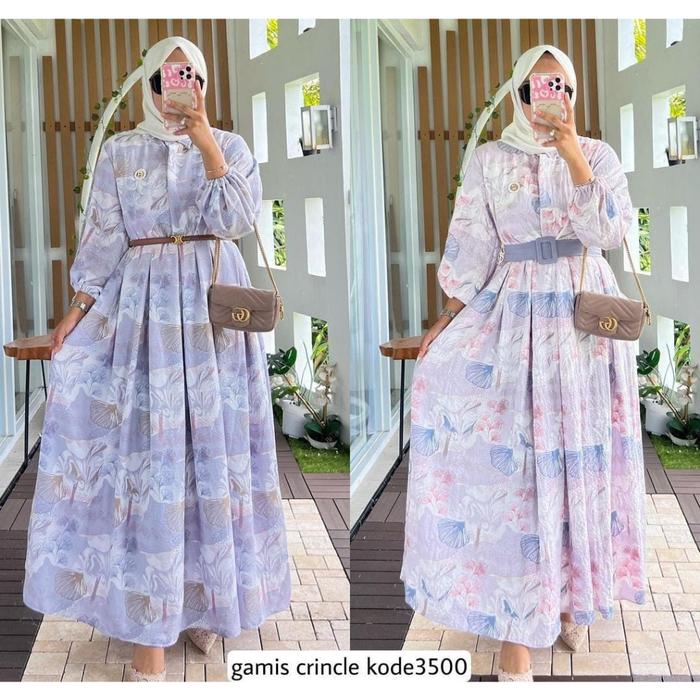MBO GAMIS ZR IMPORT BKK MOTIF BUNGA KECIL LUCU KEKINIAN FASHION KOREA FREE BELT TANGAN KARET