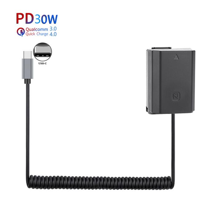 PD USB-C NPFZ100 NP-FZ100 Dummy Battery DC Power AC Adapter for Sony