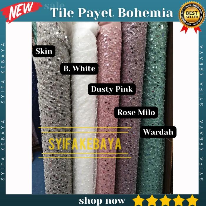 Kain Tile Payet Bohemia Mewah. Lace Tulle Brokat Brukat Payet Mewah