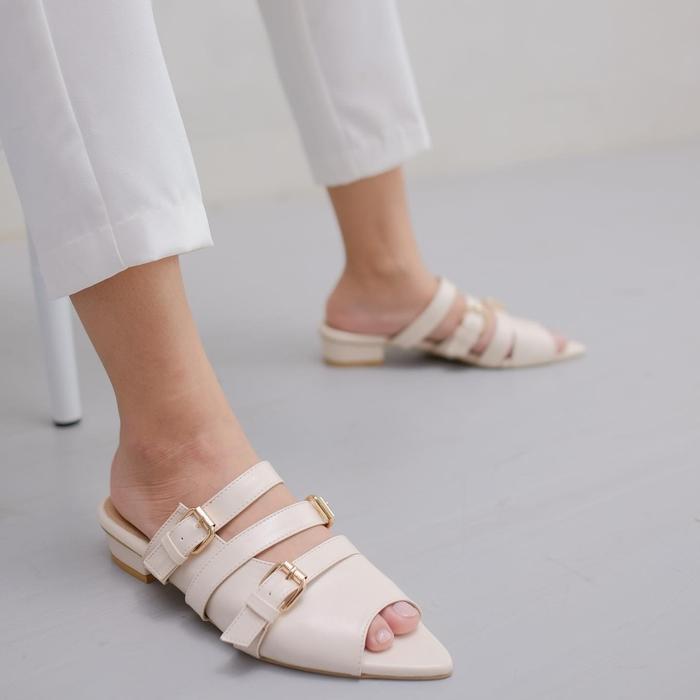 Lamelika - Eclaire Sepatu Sandal Wanita Flat Shoes Wanita Elegan Slip On 3Cm Pasti Promo