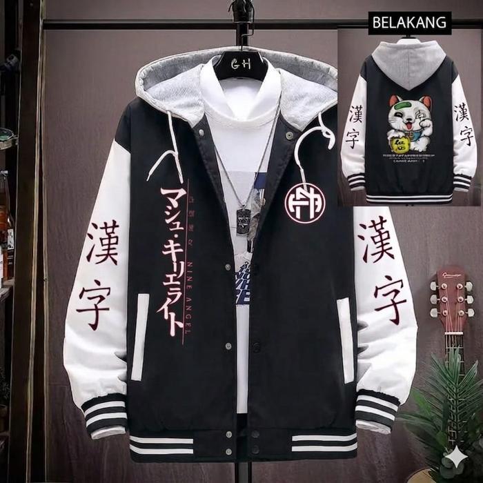 Jaket Baseball Varsity Pria Kucing Full Hoodie / Jaket Varsity Pria Wanita Vintage New Arrival / Jak