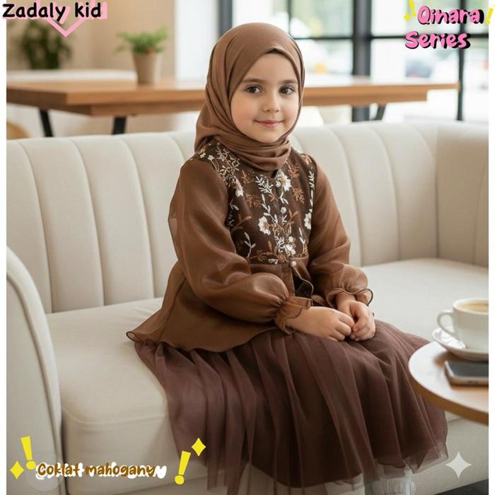 QINARA series,set gamis anak + outer,gaun anak lebaran,fashion anak muslimah,gamis anak perempuan