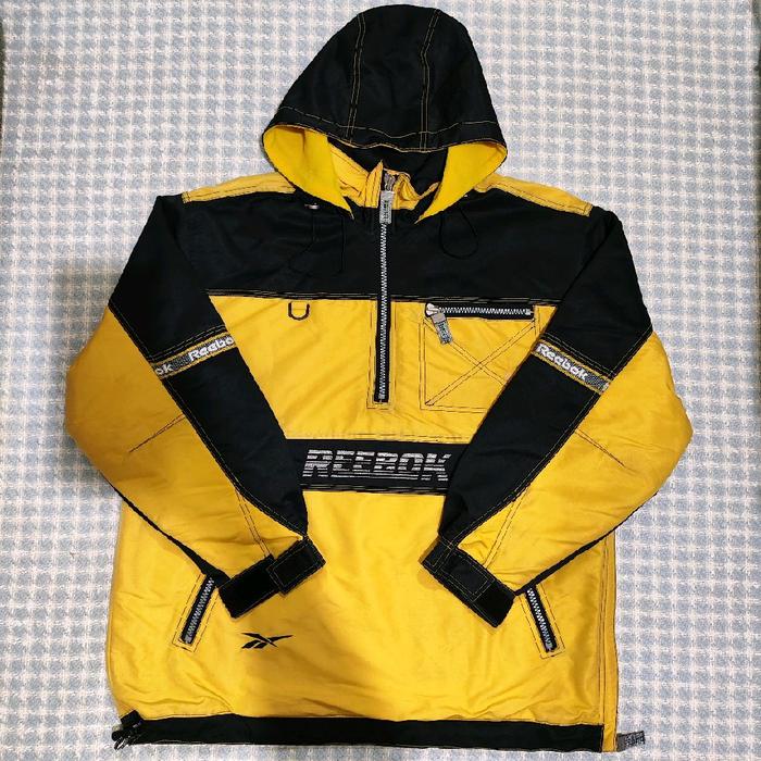jaket outdoor reebok vintage half zipper big logo size XL cakep full bordir