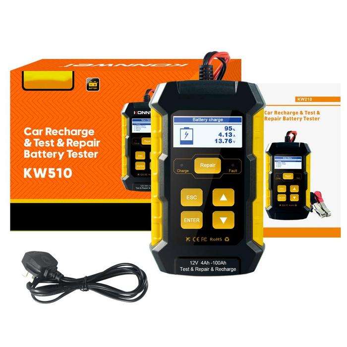 KW510 3 In1 12V Car Battery Tester Pulse Repair 5A LCD Battery
