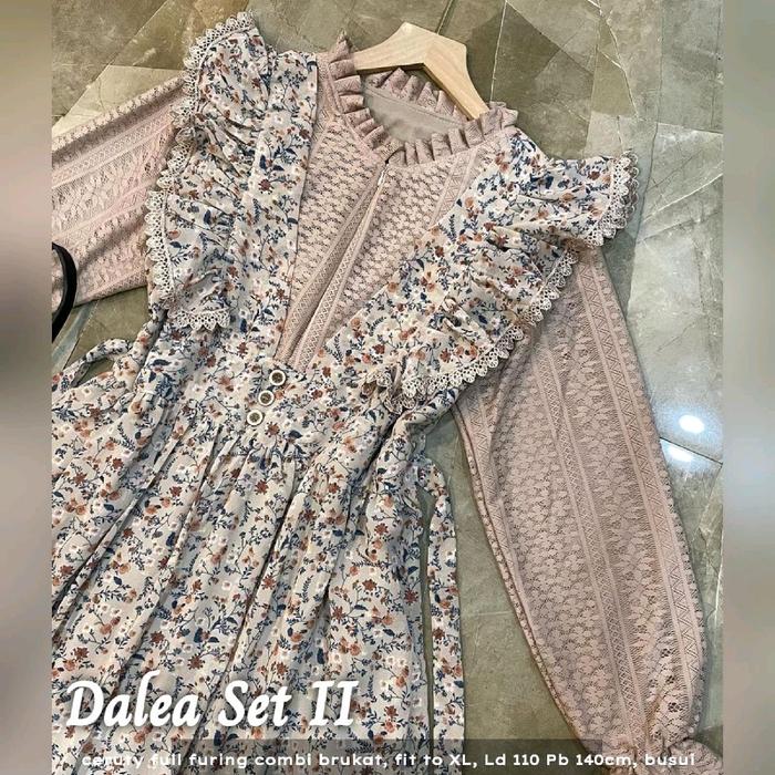 SL dalea lace tiara maxy bahan brukat mix ceruty Dress muslimah Gamis baju midi muslim wanita gaun l