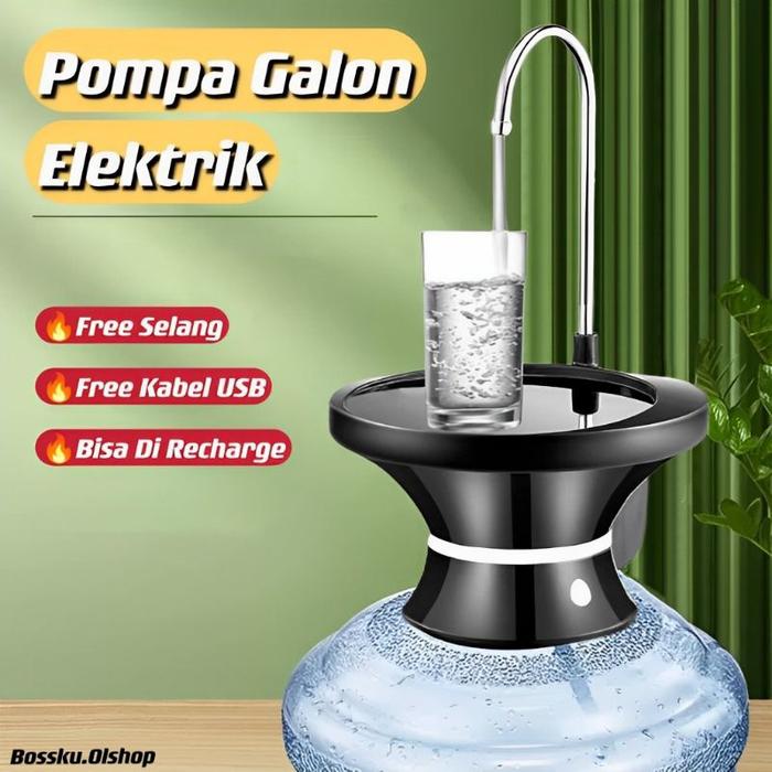 Pompa Air Galon Tatakan Bisa Taruh Gelas Teko Panci / Pompa Galon Elektrik Free Kabel USB + Selang