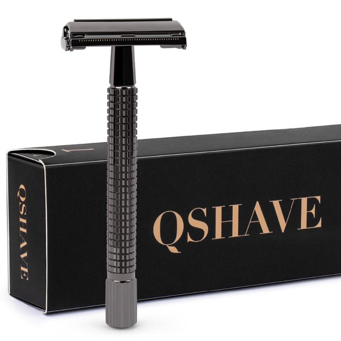 Qshave Double Edge Safety Razor Classic Safety Razor Black color Long